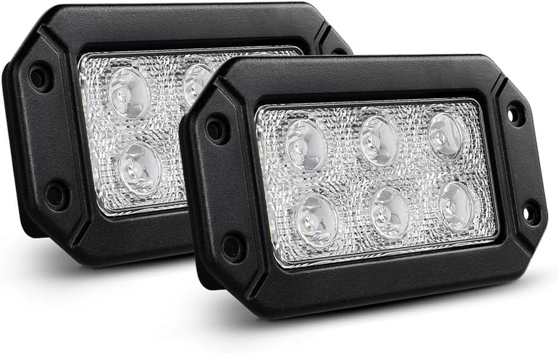 Nilight 2PCS 18w Flush Mount Lights Spot Work Driving Bar Off Road Led Jeep Truck Tacoma Bumper ATV UTV,2 Years Warranty