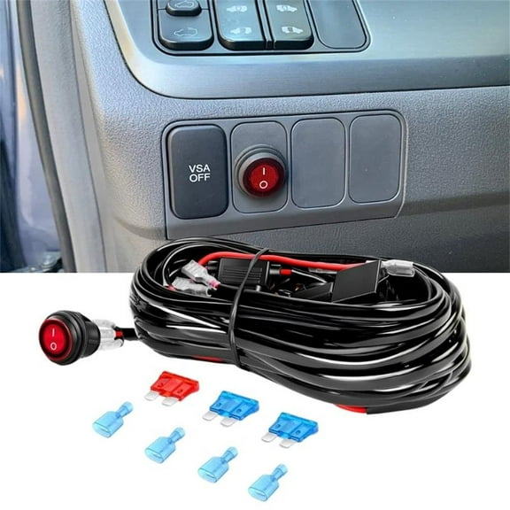 Nilight Led Light Bar Wiring Harness Kit - 2 Leads 12V 16 AWG on off Switch Power Relay Blade Fuse for off Road Lights Work Light,Black