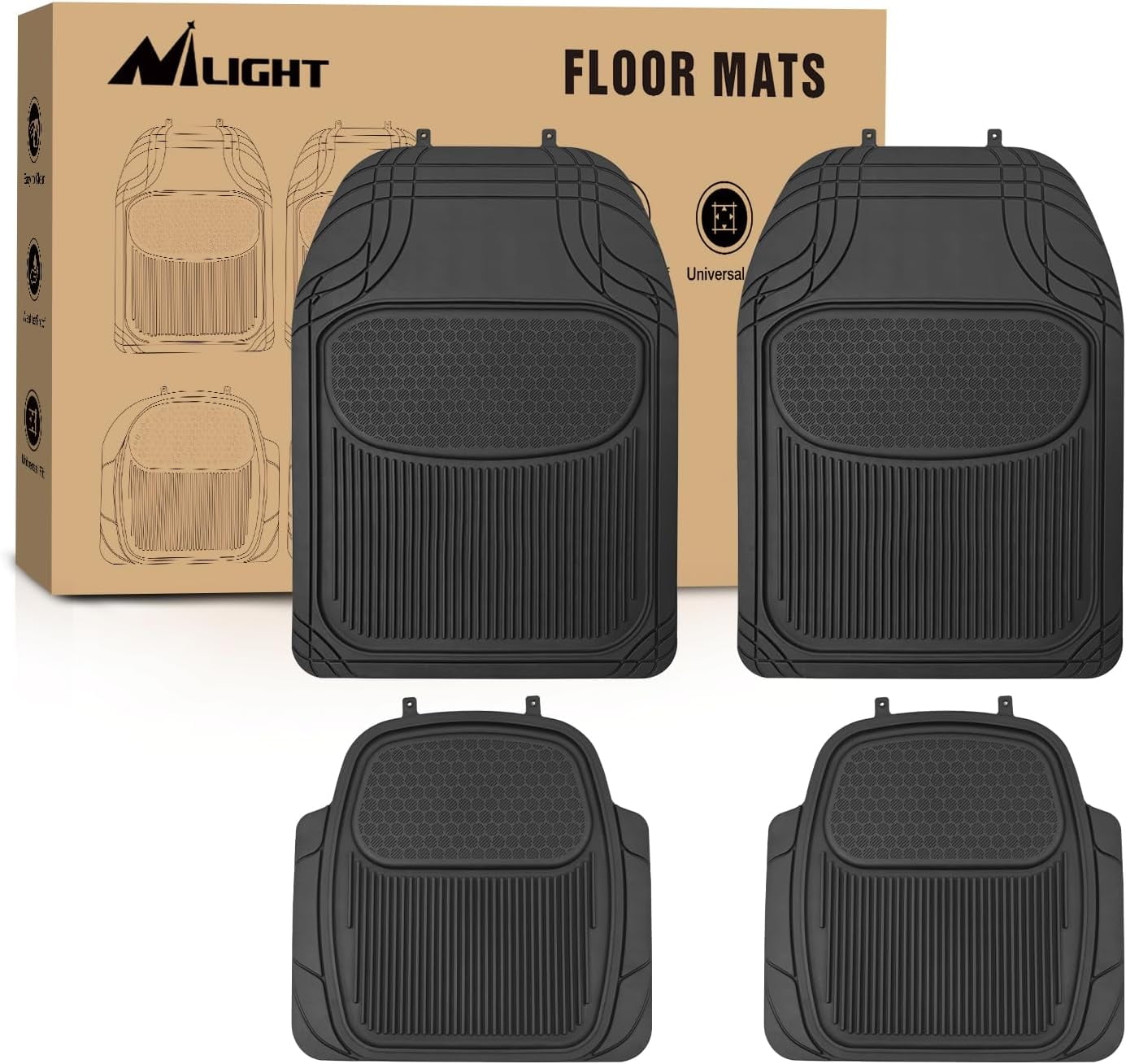 Nilight PVC Floor Mats for Cars Trucks SUVs,Universal Trim to fit for