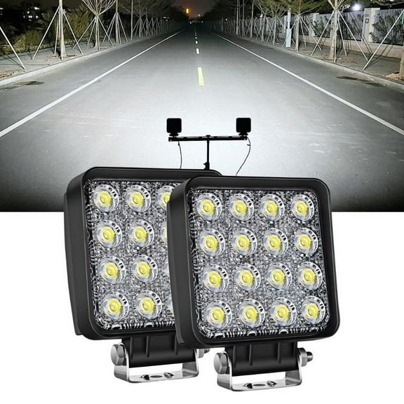 LED Light Bar LED Pod, 2Pcs 4Inch 48W Square Flood Work Offroad Led Fog Truck Light Driving Boat Lighting for Tractor ATV 4X4
