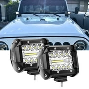 2Pcs 4" 120W LED Light Bar 6000LM Spot Flood Combo Off Road Triple Row Work Driving Fog Light for Pickup Truck ATV UTV SUV Boat
