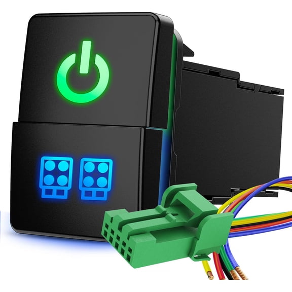 Nilight Power & LED Work Lights Dual Push Button Switch 12V ON Off Switches with Connector Wire Kit 1.28" x 0.87" Replacement for Toyota Sequoia Highlander Tacoma Tundra 4Runner RAVR Yaris