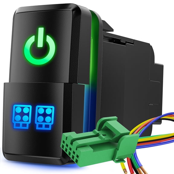 Nilight Power & LED Work Lights Dual Push Button Switch 12V ON Off Switches with Connector Wire Kit 1.54" x 0.83" Replacement for Toyota Tacoma Tundra 4Runner FJ Cruiser Hilux Fortuner