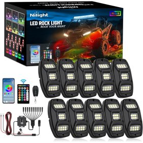 Nilight RGBW LED Rock Lights Kit, 10 Pods 22LED Wide Angle Remote & Bluetooth App Dual Control with Music Modes Multicolor Underglow Neon Wheel Well Light Fit for ATV UTV SUV Offroad Truck RZR Boat