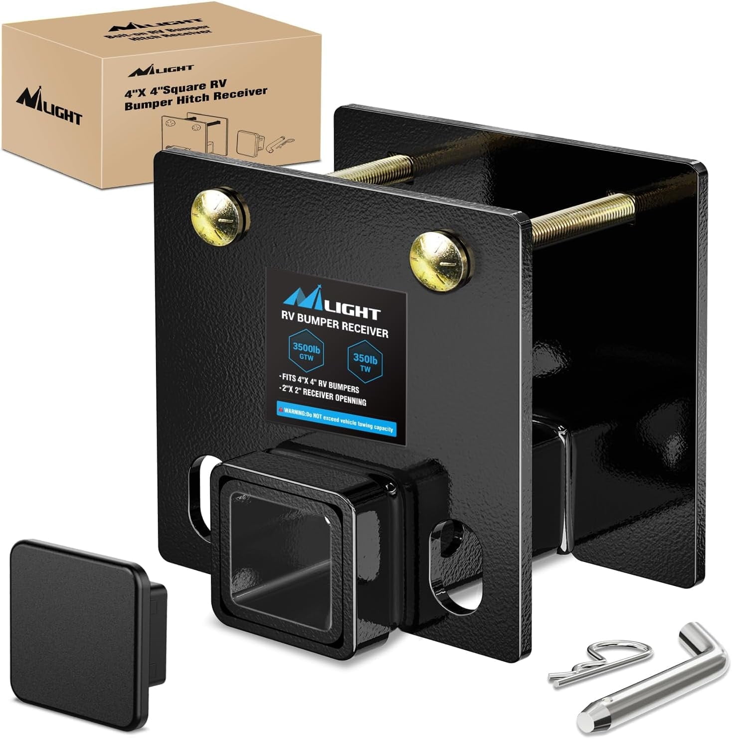 2 Pack Aluminum RV Bumper End Caps For 4x4 Inch Square Bumpers - Secure Sewer Hose Storage, Locking Door