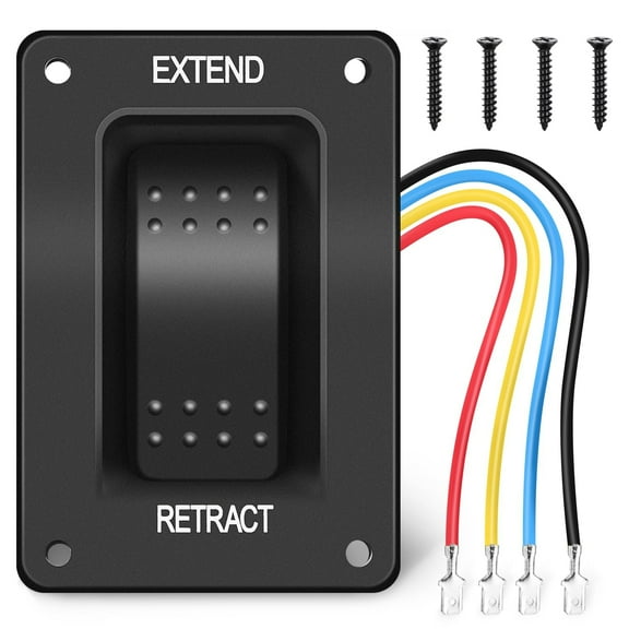 Nilight RV Electric Stabilizer Jack Switch Power Stabilizer Rocker Switch Extend Retract on off on Momentary Waterproof Switch with Harness for RV Trailer Boat Truck Linear Actuator