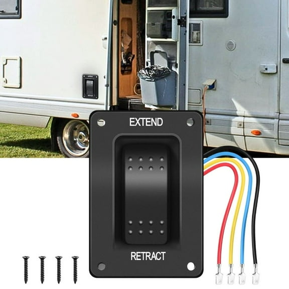 Nilight RV Electric Stabilizer Jack Switch Power Stabilizer Rocker Switch Extend Retract on off on Momentary Waterproof Switch with Harness for RV Trailer Boat Truck Linear Actuator