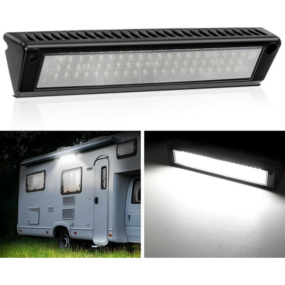 Nilight RV Exterior Light 13 Inch Porch Light 1PC White Beam 12V 24V LED Scene Cargo Lighting Black Aluminum Housing for RV Trailers Travel Campers 5th Wheels Motorhome SUV Truck