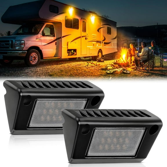 Nilight RV Exterior Light 2PCS 5Inch Porch Lights Amber Beam 12V 24V LED Scene Cargo Lighting Black Aluminum Housing for RV Trailers Travel Campers 5th Wheels Motorhome SUV Truck