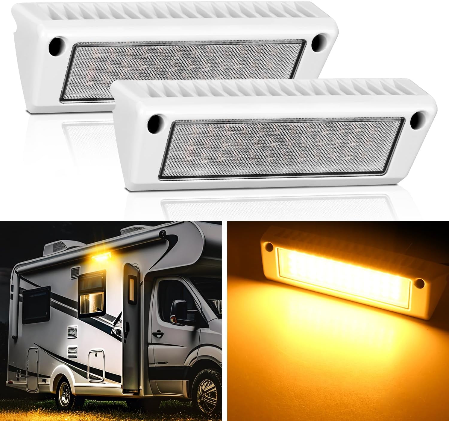 Nilight RV Exterior Light 2PCS 9 Inch Porch Lights Amber Beam 12V 24V ...
