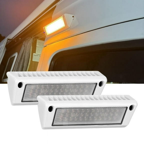 Nilight 9" RV Camper LED Awning Porch Utility Light Fixture, Amber Beam Super Bright, 12V/24V DC,Waterproof, Plastic Housing Black Finish, 2-Pack
