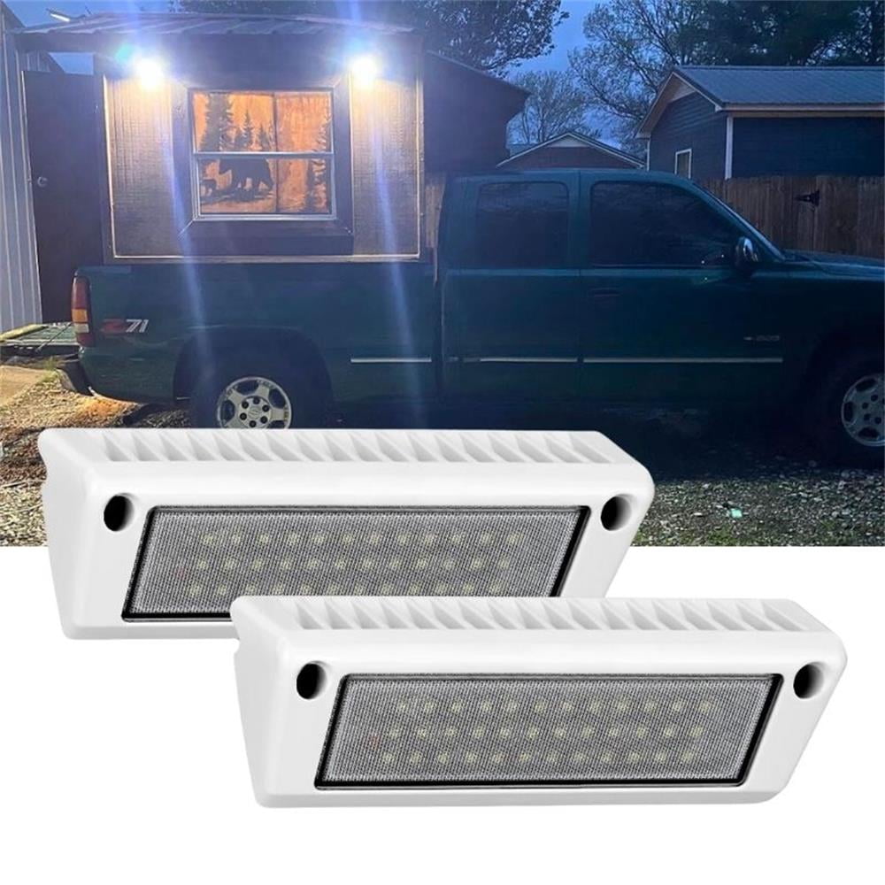 Nilight RV Exterior Light 2Pcs 9" Porch Lights Flood Beam 12V 24V LED Scene Cargo Lighting White Aluminum Housing for RVs Trailers Travel Campers Truck