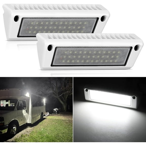 Nilight RV Exterior Light 2PCS 9 Inch Porch Lights White Beam 12V 24V LED Scene Cargo Lighting White Aluminum Housing for RV Trailers Travel Campers 5th Wheels Motorhome SUV Truck