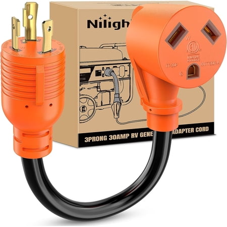 Nilight RV Generator Adapter Cord 30 Amp to 30 Amp 3 Prong Pure Copper Heavy Duty Twist Lock Male Plug 10 Gauge Wire L5-30P to TT-30R 30M/30F for RV Camper Caravan Van Trailer, 2 Years Warranty