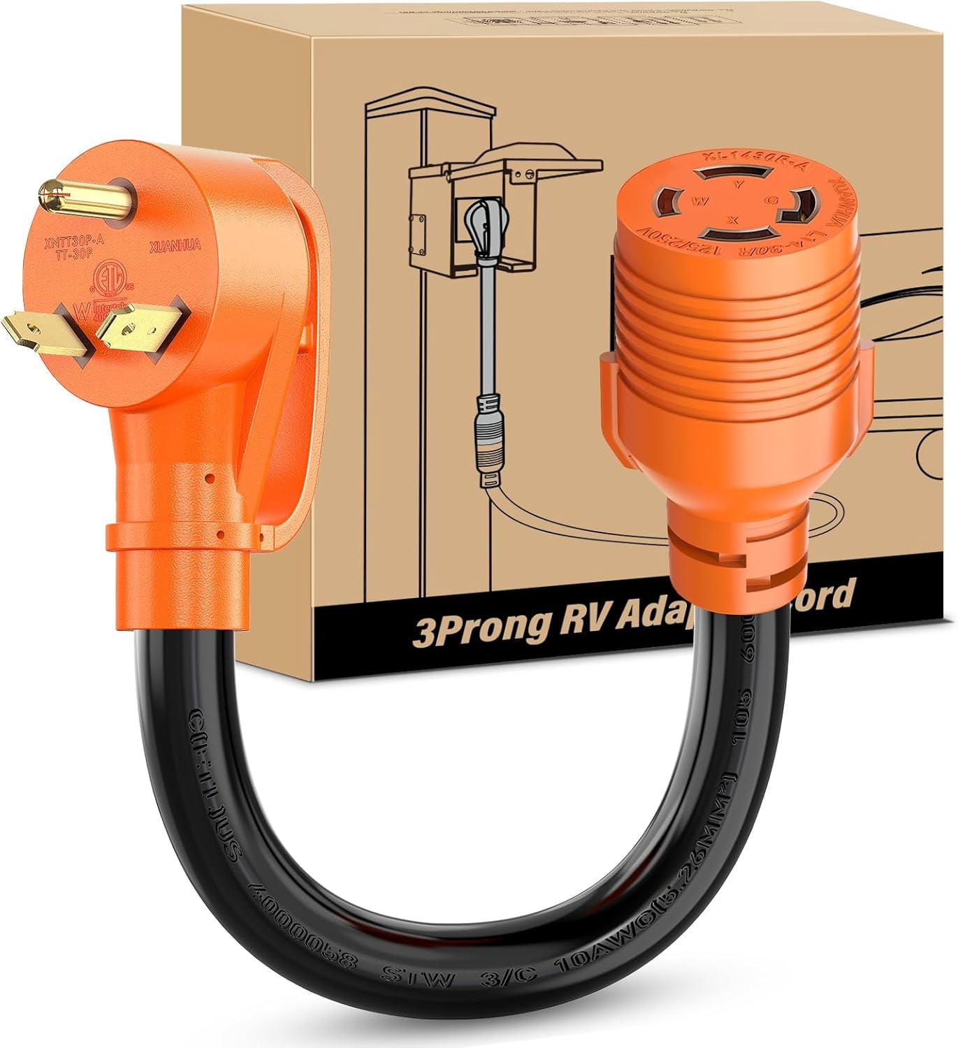 Nilight RV Generator Adapter Cord 30Amp to 30 Amp 3 Prong Pure Copper Heavy Duty Twist Lock Female Plug 10 Gauge Wire ETL Listed TT-30P L14-30R 30M/30F 125V for RVs Camper Caravan Van Trailer