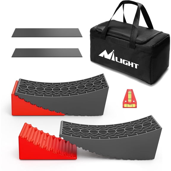 Nilight RV Leveler - 2 Pack Camper Leveling Blocks Ramp Support Dual Axles, Up to 35,000lbs, Fast RV Accessories Leveling System for Travel Trailer, Motorhome - Red