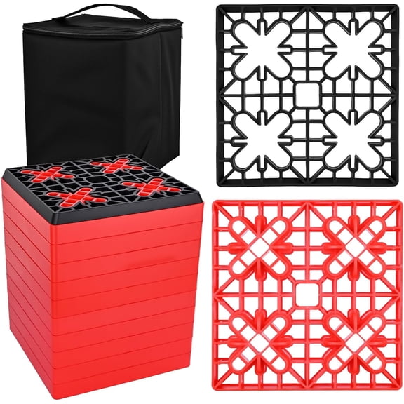 Nilight RV Leveling Blocks 12 Pack Interlocking Design Stabilizer Block Anti-Slip Rubber Covers Customizable Height with Carrying Bag for Rv Camper Travel Trailer