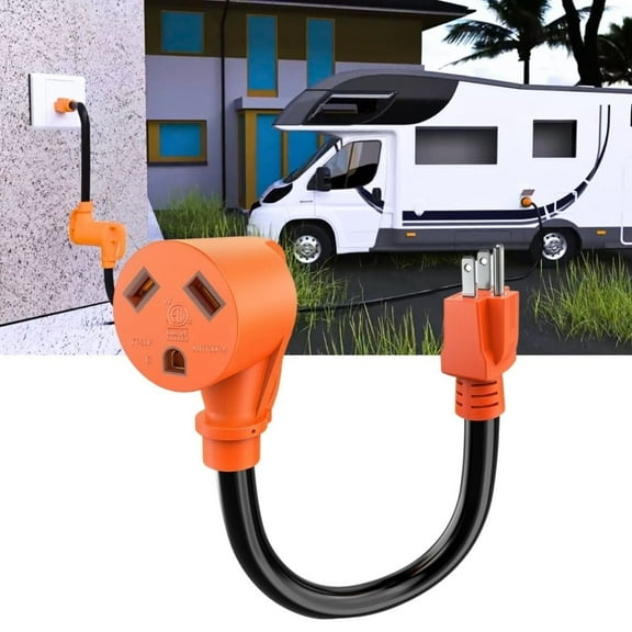 Nilight RV Power Adapter Cord 15A to 30A 110V Pure Copper Heavy Duty 10 Gauge Wire ETL Listed 5-15P to TT-30R 15M/30F Weatherproof Cord for RV Camper Caravan Van Trailer