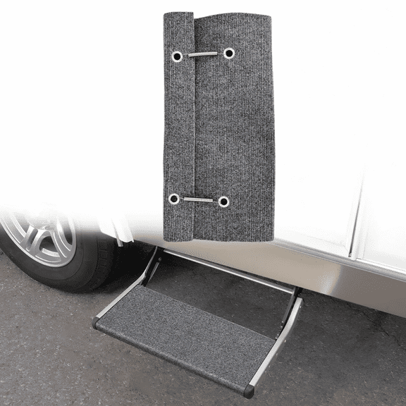 Nilight RV Step Covers 1 Pack 18 inch, Fits 8-11" Deep Camper Steps Adjustable Wrap Around RV Step Rug with Spring Works on Electrical & Manual RV Stairs Carpet for Camper Trailers Steps Gray