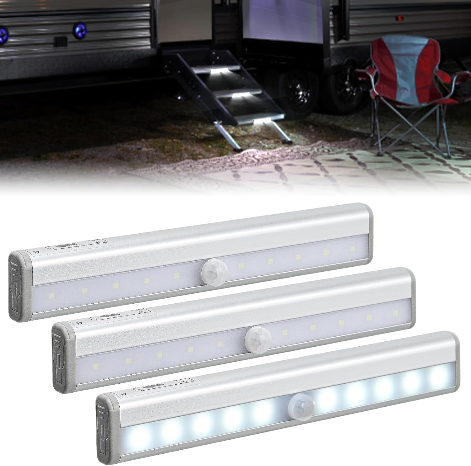 Nilight RV Step Lights 3pk Motion Sensor LED Bar Wireless Magnetic ...
