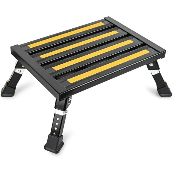 Nilight RV Steps folding aluminum step stool, 16.5in x 12in surface, 4 levels adjustable height, black