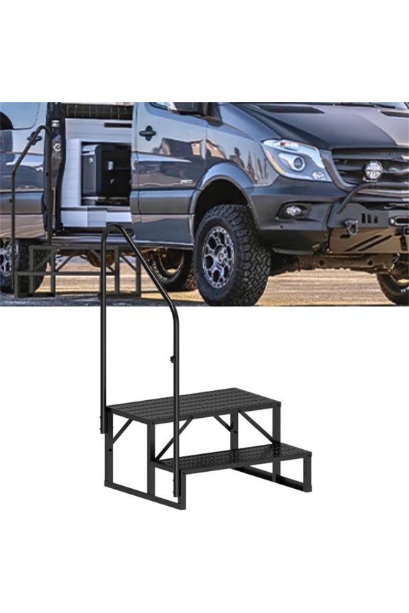 Anti-Slip Handrail RV Stairs 2-Step for Motorhome Camper Travel Trailer Dock Entry