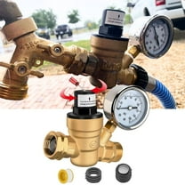 Water Pressure Regulator Valve, RV Brass with Gauge and Inlet Screened