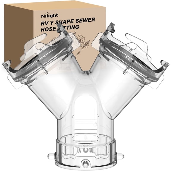 Nilight RV Wye Sewer Hose Fittings Y Connector Clear Leak-Proof Connection with Built in Gasket Odor-Tight Seal Twist Bayonet Design RV Y Sewer Hose Splitter 2 Way Adapter for Campers Travel Trailers