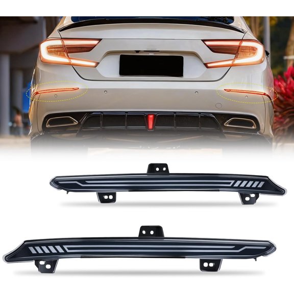 Nilight Rear Bumper Tail Light Compatible with 2018-2022 Honda Accord 10th Smoke Lens LED Reflector Rear Bumper Lamp Brake Turn Signal Sequential Flashing Driving Taillights Replacement