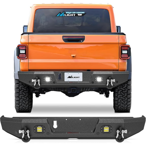 Nilight Rear Step Bumper Compatible with 2020 2021 2022 2023 2024 2025 Gladiator JT Super Duty Pickup Truck Bumper with LED Lights, Sensor Holes and D-rings