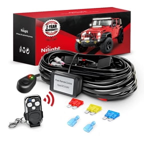 Nilight Remote Wiring Harness for LED Light Bar Wireless Strobe Flash Work Driving Lights 12V 20A 14AWG Remote Controller On Off Switch Waterproof Power Relay Blade Fuse-1 Lead