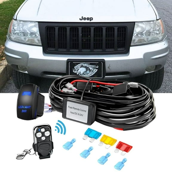 Nilight Remote Wiring Harness for Led Light Bar Wireless Strobe Flash Work Light Driving Lights 12V 20A 14AWG Remote Controller 5PIN Switch Waterproof Power Relay Blade Fuse-1 Lead