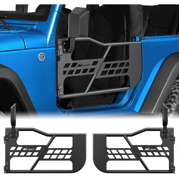 Nilight Off Road Front Rear Tubular Doors W/Side View Mirrors Compatible with 2007 2008 2009 2010 2011 2012 2013 2014 2015 2016 2017 2018 Wrangler JK 2 Door Only