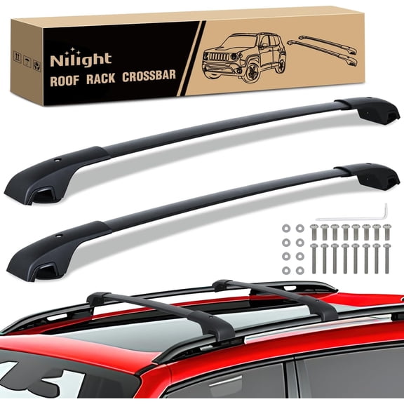 Nilight Roof Rack Cross Bar Fit for Jeep Renegade 2015 16 17 18 19 20 2021 with Factory Side Rails,Adjustable Aluminum Less Wind Noise Car Crossbars for Cargo Carrier Luggage Box Kayak Tent Snowboard