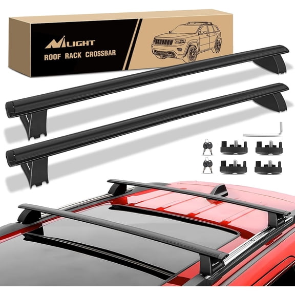 Nilight Roof Rack Cross Bars Fit for Jeep Grand Cherokee 2011 12 13 14 15 16 17 18 19 20 2021 with Grooved Side Rails,Aluminum Crossbars with Anti-Theft Lock for Cargo Carrier Kayak Tent Snowboard