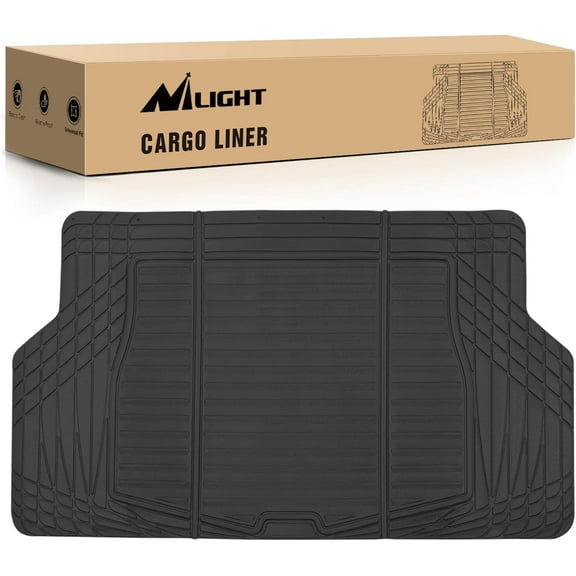 Nilight Rubber Cargo Mats for Cars Trucks SUVs,Universal Trim to fit for Most Vehicles,All Weather Protection Heavy Duty Cargo Liners,Black
