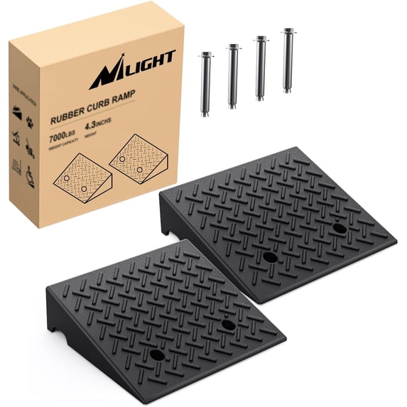 Nilight Rubber Curb Ramps, 4.3 inches Rise Height Heavy Duty Rubber ...