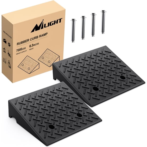 Nilight Rubber Curb Ramps, 6.3 Inches Rise Height Heavy Duty Rubber ...
