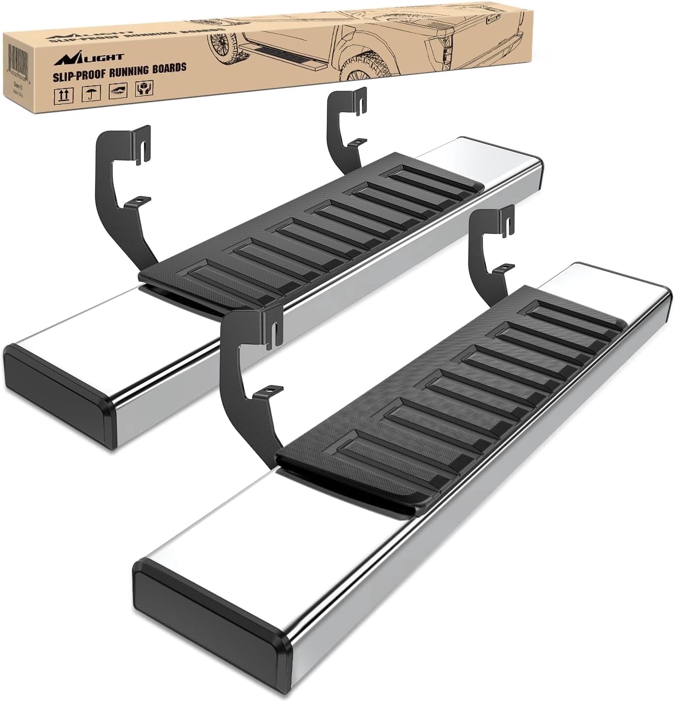 Nilight Running Boards for 2007-2018 Chevrolet Silverado GMC Sierra 1500HD 2007-2019 Chevy Silverado GMC Sierra 2500HD 3500HD Regular Standard Single Cab 6 Inch Side Step Nerf Bars Stainless Steel