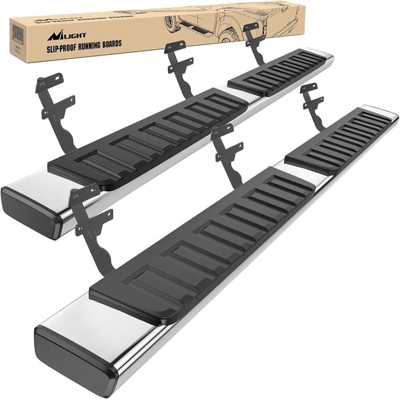 Nilight Running Boards for 2015-2025 Ford F-150 SuperCrew Cab 2017 2018 2019 2020 2021 2022 2023 2024 2025 Ford F250 F350 Super Duty Crew Cab 6 Inch Stainless Steel Bolt-on Side Step Nerf Bars