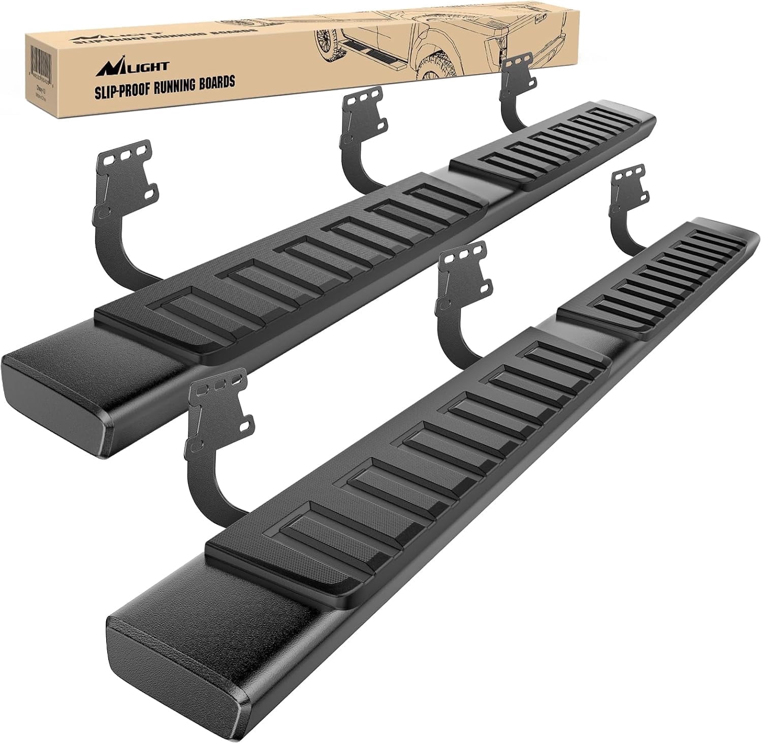 Nilight Running Boards for 2019 2020 2021 2022 2023 2024 2025 Dodge Ram 1500 New Body Style Crew Cab 4 Full Size Doors 6 Inch Side Step Nerf Bars Black