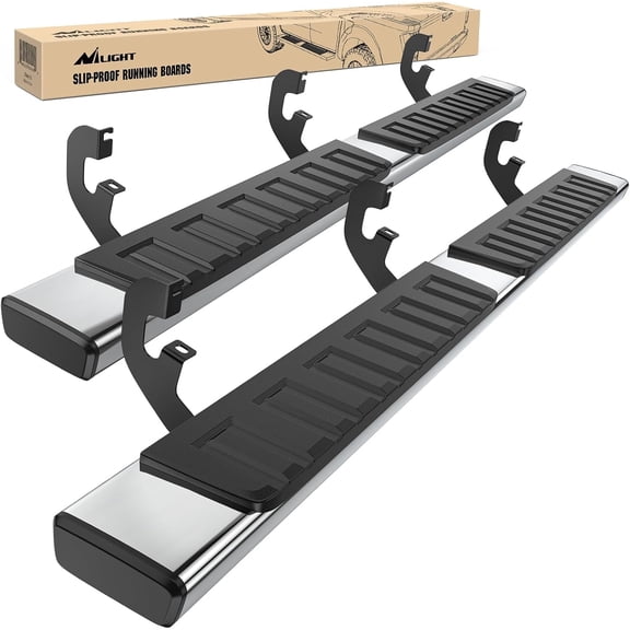 Nilight Running Boards for 2019-2024 Chevy Silverado/GMC Sierra 1500 Double Cab 2020-2024 Silverado/GMC Sierra 2500HD 3500HD 6 Inch Stainless Steel Bolt-on Side Step Nerf Bars