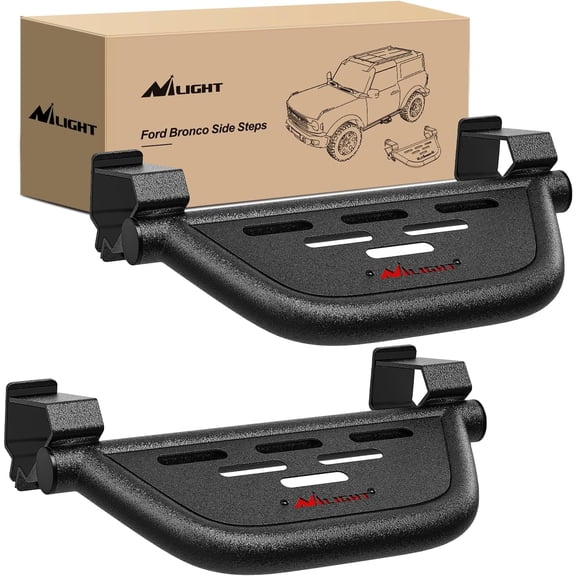 Nilight Running Boards Side Steps Compatible with 2021 2022 2023 2024 2025 Ford Bronco 2/4 Doors with The Rock Rails 2Pcs Heavy-Duty Steel Side Bars Step Plates