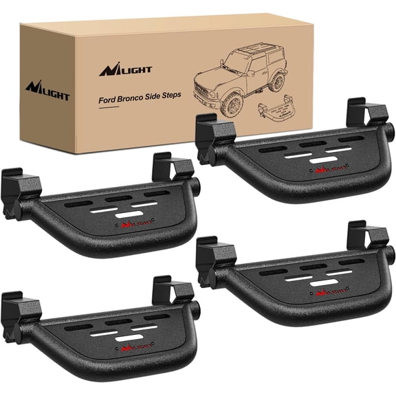 Nilight Running Boards Side Steps Compatible with 2021 2022 2023 2024 2025 Ford Bronco 2/4 Doors with The Rock Rails 4Pcs Heavy-Duty Steel Side Bars Step Plates