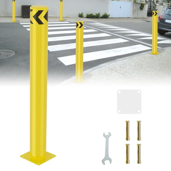 Nilight Safety Bollard, 42 inches Height Steel Bollard Post High High Visibility, 1 Pack