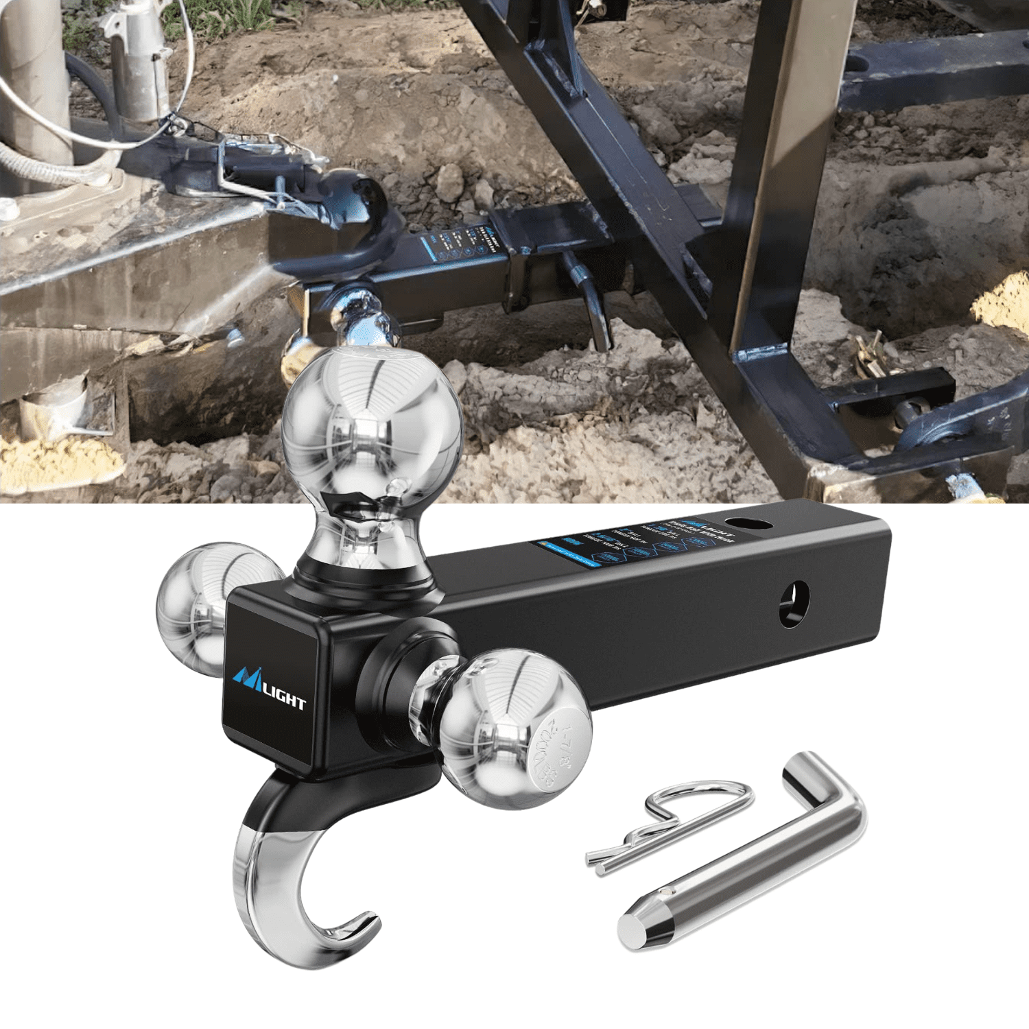Nilight Shackle Hitch Receiver 2 Inch D Ring Recovery Hitch 45000 LBs Breaking Strength 3/4" Shackle with Trailer Pin Heavy Duty Recovery Towing Kit for Truck Jeep Off Road