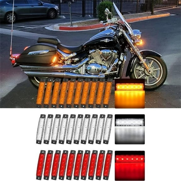 Pack of 30 3.8" Sealed Waterproof Amber/Red/White 6 LED Marker Indicators Lamps 12V DC for Marine Boat Truck Trailer Bus Pickup ATV RV Cab Lorry Camper
