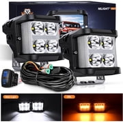 Nilight Side Shooter LED Light Pods with Amber DRL 4 Inch 26 W Spot Flood Combo LED Cubes Light w/ 16AWG Wiring Kit for Offroad Driving Fog Light Auxiliary Light on Truck ATV UTV