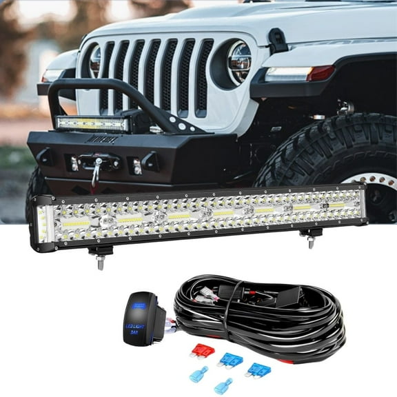 Nilight Side Shooter Led Light Bar 20inch Triple Row Spot Flood Combo Lights Work Light with 5Pin Rocker Switch Wiring Harness Kit for Off-Road Light on Truck SUV ATV UTV
