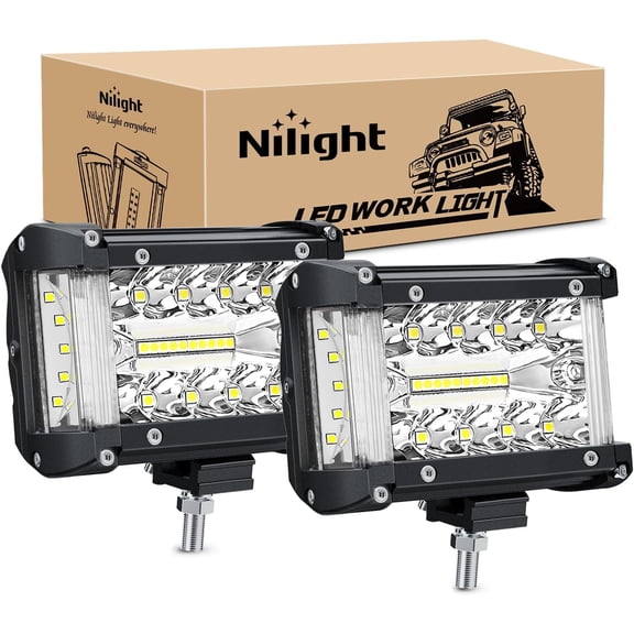 Nilight Side Shooter Light Bar 2 PCS 4.3 Inch Triple Row Spot Flood Combo for Off Road Fog Driving Work Lighting on Truck SUV ATV UTV